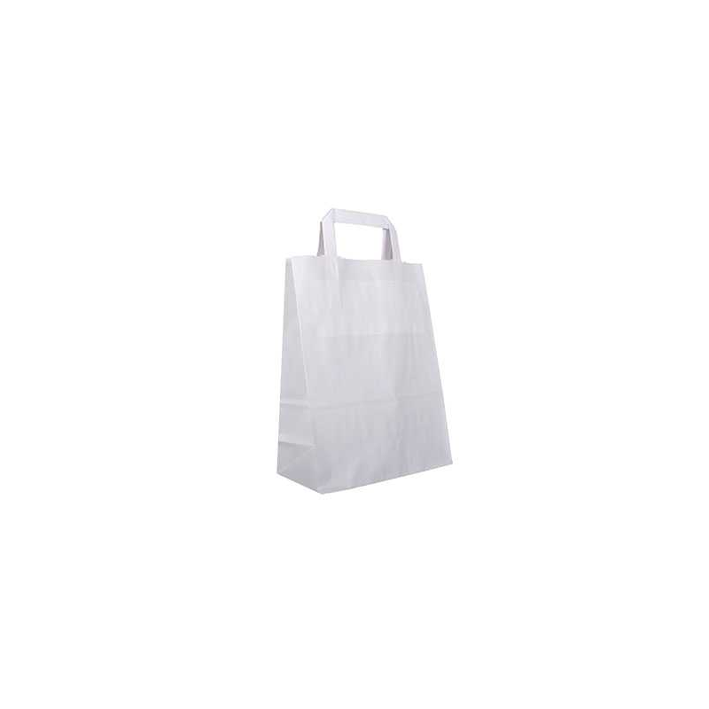 Sac en papier kraft blanc – Sacs pratiques avec poignées plates (ARC) Sac en papier kraft blanc – Sacs pratiques avec poignées plates (ARC)